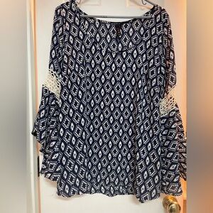 Target Navy and Cream Geometric Blouse